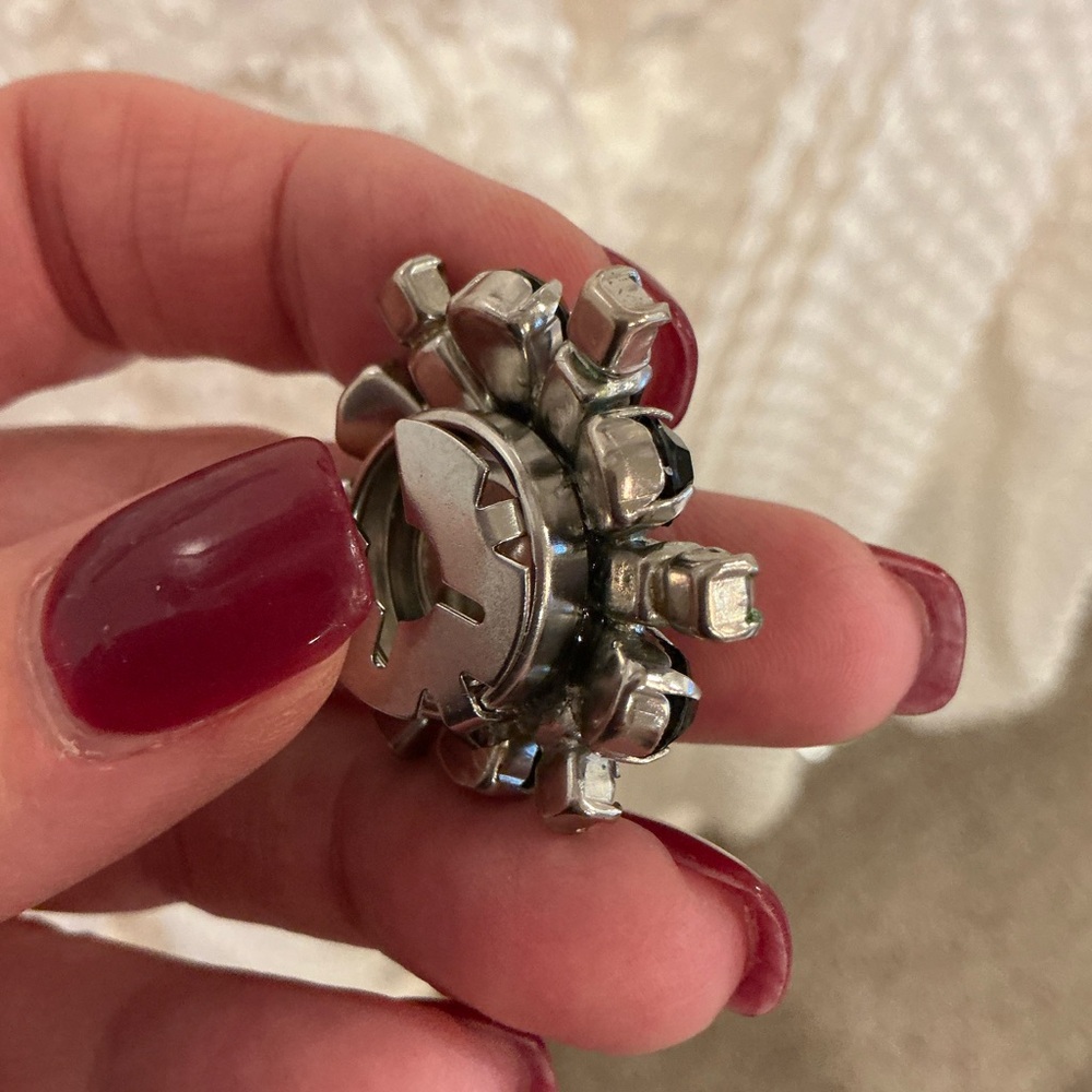 Albert Weiss Black and Silver stoned button covers (earrings converted) - Picture 7 of 12